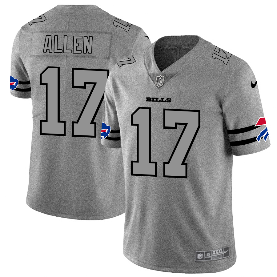 Buffalo Bills #17 Josh Allen Men's Gray Gridiron II Vapor Untouchable Limited Jersey