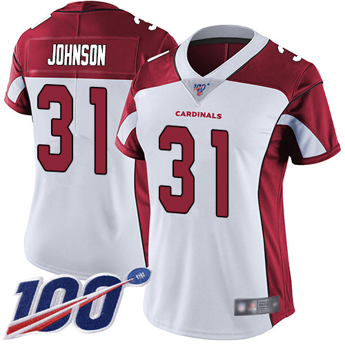 Cardinals #31 David Johnson White Women's Stitched 100th Season Vapor Limited Jersey