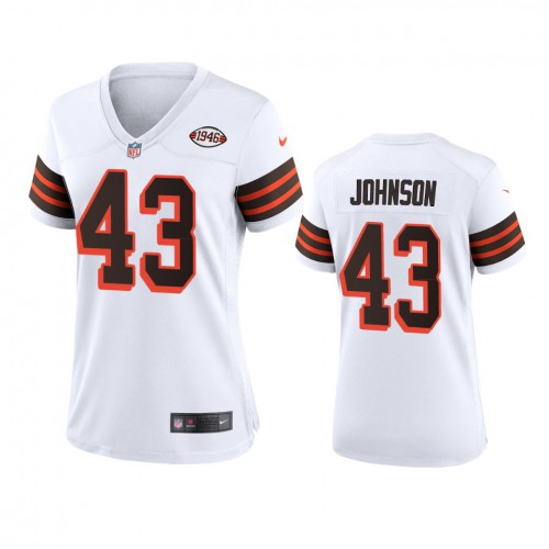 Women Cleveland Browns #43 John Johnson 1946 Collection Alternate Game Limited Jersey - White Womens