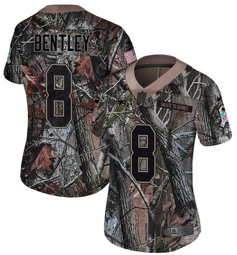 Patriots #8 Ja'Whaun Bentley Camo Women's Stitched Limited Rush Realtree Jersey