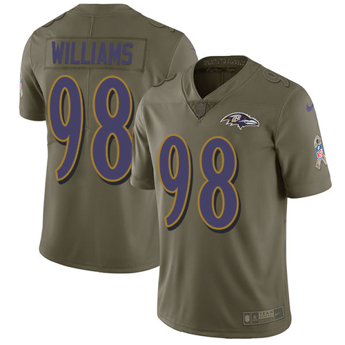 Baltimore Ravens #98 Brandon Williams Olive Men's Stitched Limited 2017 Salute To Service Jersey Men's