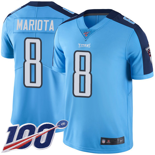 Tennessee Titans #8 Marcus Mariota Light Blue Men's Stitched Limited Rush 100th Season Jersey Men's