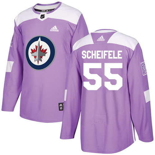 Adidas Winnipeg Jets #55 Mark Scheifele Purple Authentic Fights Cancer Stitched Jersey Men's