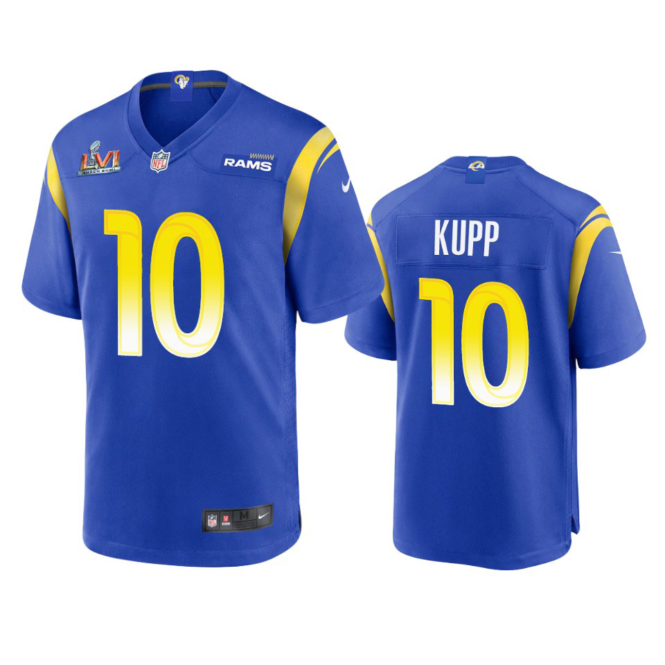 Los Angeles Rams #10 Cooper Kupp Men's Super Bowl LVI Patch Game Jersey - Royal