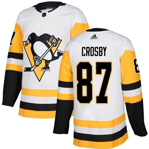 Adidas Pittsburgh Penguins #87 Sidney Crosby White Road Authentic Stitched Youth Jersey Youth
