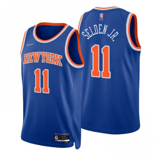 New York Knicks #11 Wayne Selden Jr. Blue Mens 2021-22 75th Anniversary Diamond Swingman Jersey - Icon Edition Mens