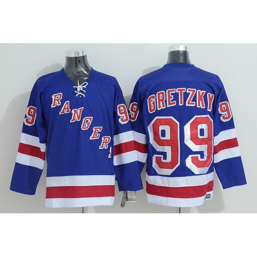 New York Rangers #99 Wayne Gretzky Stitched Blue CCM Throwback Jersey Men's
