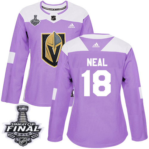Adidas Golden Vegas Golden Knights #18 James Neal Purple Authentic Fights Cancer 2018 Stanley Cup Final Women's Stitched Jersey Womens