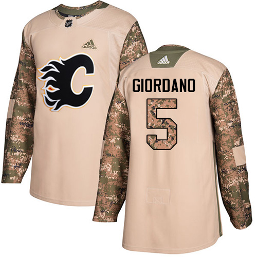 Adidas Calgary Flames #5 Mark Giordano Camo Authentic 2017 Veterans Day Stitched Youth Jersey Youth