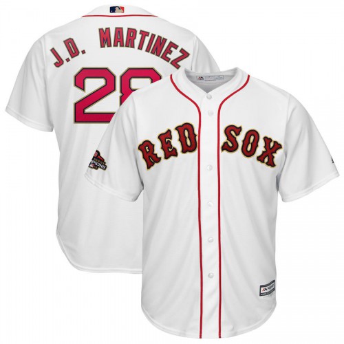 Boston Boston Red Sox #28 J.D. Martinez Majestic 2019 Gold Program Cool Base Player Jersey White Men's