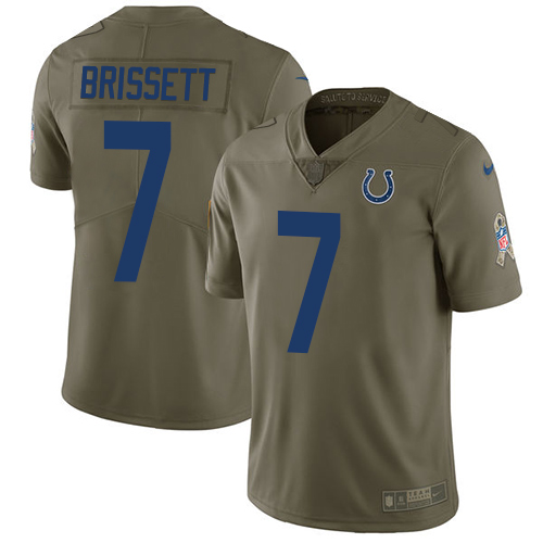 Indianapolis Colts #7 Jacoby Brissett Olive Youth Stitched Limited 2017 Salute to Service Jersey Youth