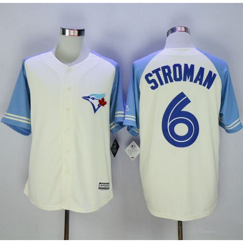 Toronto Blue Jays #6 Marcus Stroman Cream/Blue Exclusive New Cool Base Stitched Jersey Men's