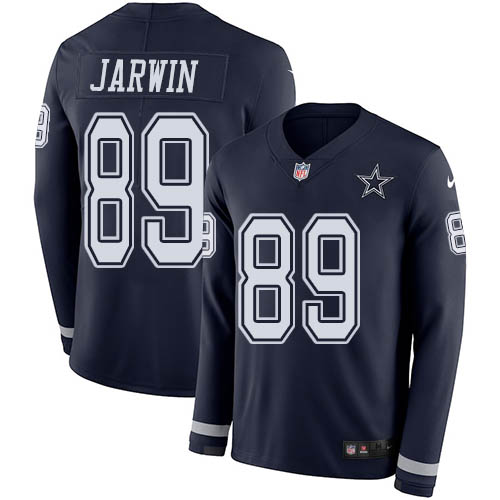 Dallas Cowboys #89 Blake Jarwin Navy Blue Team Color Men's Stitched Limited Therma Long Sleeve Jersey Men's