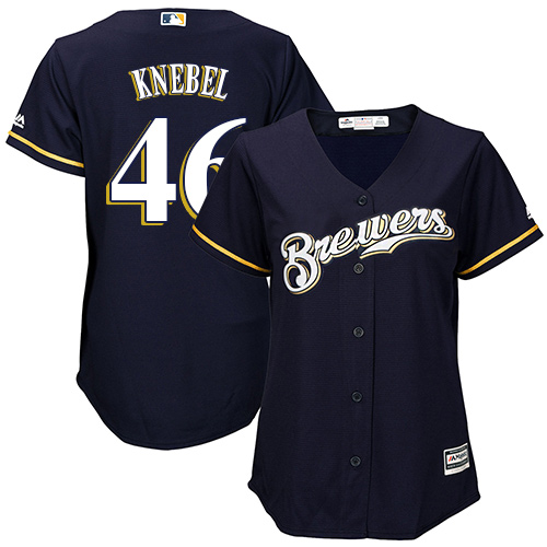 Milwaukee Brewers #46 Corey Knebel Navy Blue Alternate Women's Stitched Jersey Womens