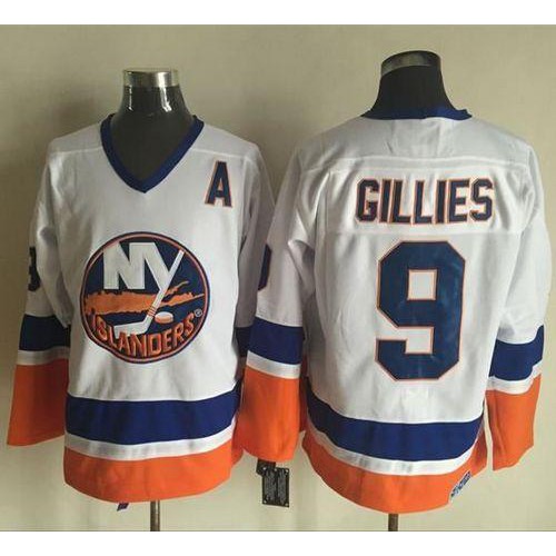New York Islanders #9 Clark Gillies White CCM Throwback Stitched Jersey Men's