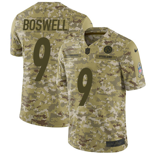 Pittsburgh Steelers #9 Chris Boswell Camo Youth Stitched Limited 2018 Salute to Service Jersey Youth