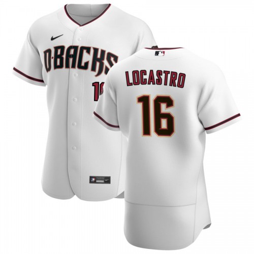 Arizona Arizona Diamondbacks #16 Tim Locastro Men's White Crimson Authentic Home Team Jersey Men's