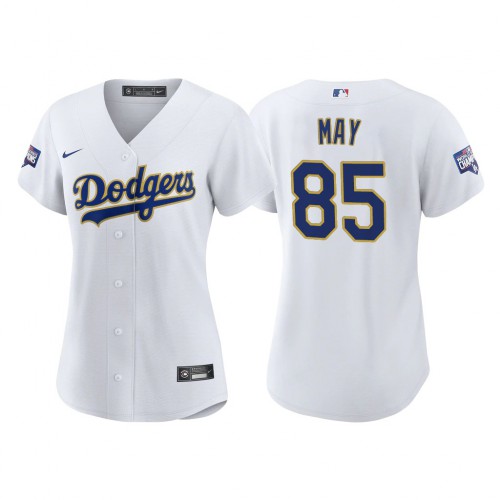 Los Angeles Los Angeles Dodgers #85 Dustin May Women's 2021 Gold Program World Series Champions Jersey Whtie Womens