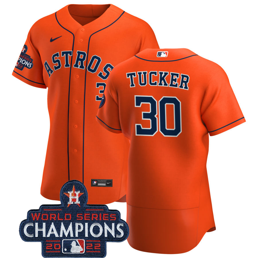 Houston Astros #30 Kyle Tucker Orange 2022 World Series Champions Orange Alternate Authentic Team Jersey