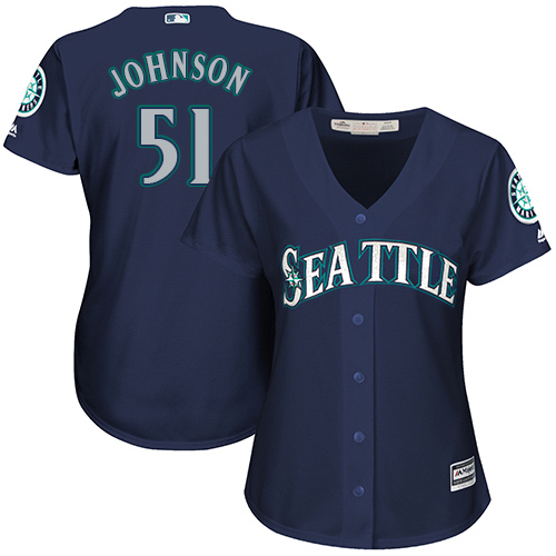 Seattle Mariners #51 Randy Johnson Navy Blue Alternate Women's Stitched Jersey Womens