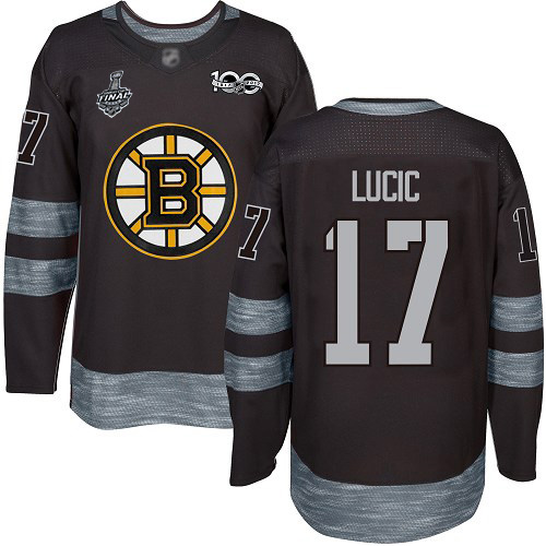 Adidas Boston Bruins #17 Milan Lucic Black 1917-2017 100th Anniversary Stanley Cup Final Bound Stitched Jersey Men's
