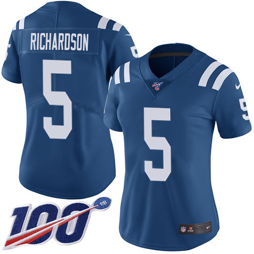 Colts #5 Anthony Richardson Royal Blue Team Color Women's Stitched 100th Season Vapor Untouchable Limited Jersey