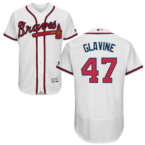 Atlanta Braves #47 Tom Glavine White Flexbase Authentic Collection Stitched Jersey Men's