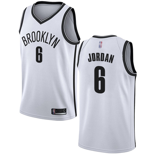 Brooklyn Nets #6 DeAndre Jordan White Womens Swingman Association Edition Jersey Womens