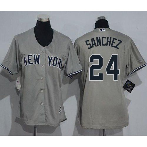 New York Yankees #24 Gary Sanchez Grey Women's Road Stitched Jersey Womens