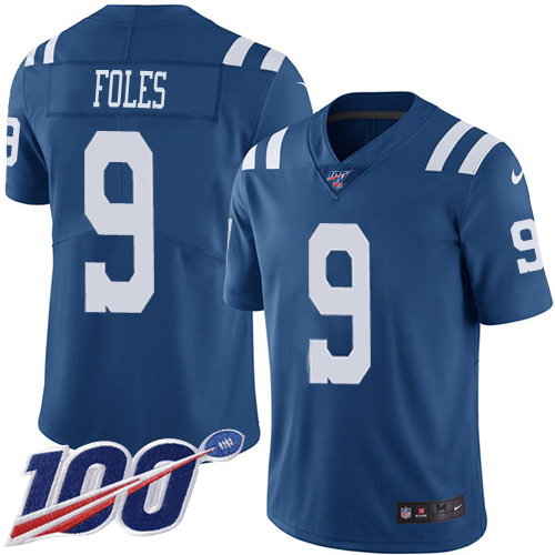 Colts #9 Nick Foles Royal Blue Youth Stitched Limited Rush 100th Season Jersey