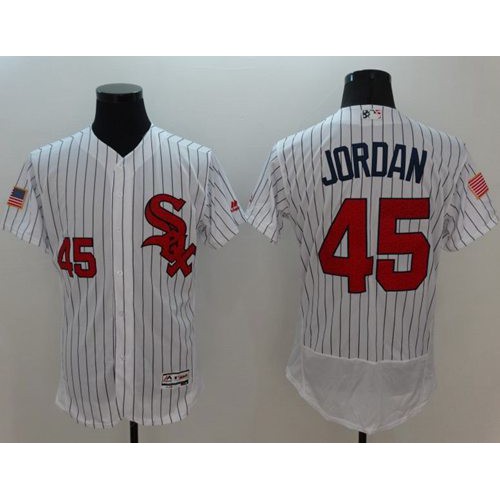 Chicago White Sox #45 Michael Jordan White(Black Strip) Fashion Stars & Stripes Flexbase Authentic Stitched Jersey Men's