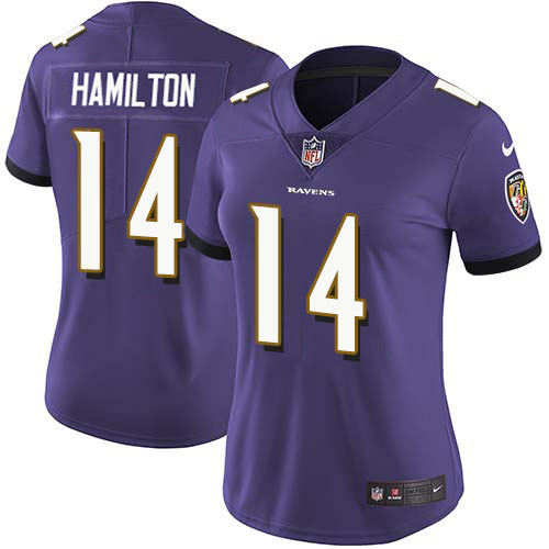 Ravens #14 Kyle Hamilton Purple Team Color Women's Stitched Vapor Untouchable Limited Jersey
