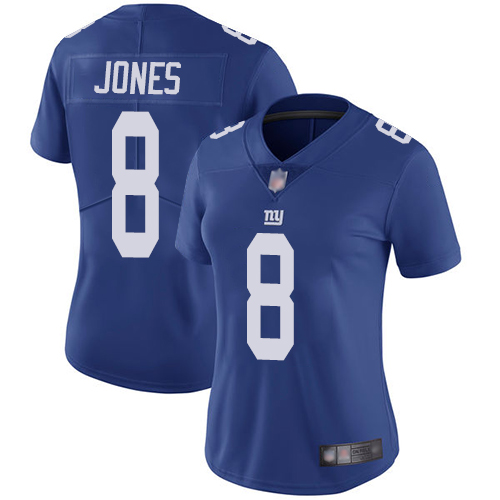 Giants #8 Daniel Jones Royal Blue Team Color Women's Stitched Vapor Untouchable Limited Jersey