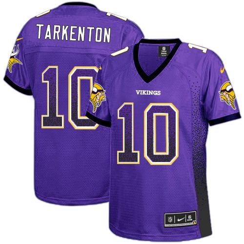 Vikings #10 Fran Tarkenton Purple Team Color Women's Stitched Elite Drift Fashion Jersey