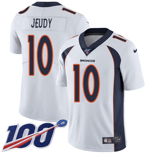 Broncos #10 Jerry Jeudy White Youth Stitched 100th Season Vapor Untouchable Limited Jersey
