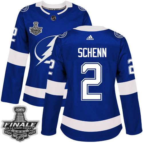 Adidas Tampa Bay Lightning #2 Luke Schenn Blue Home Authentic Women's 2021 Stanley Cup Final Patch Jersey Womens