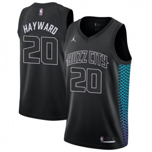 Charlotte Hornets #20 Gordon Hayward Black Womens Jordan Swingman City Edition Jersey Womens