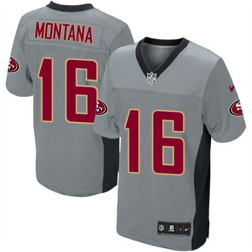 49ers #16 Joe Montana Grey Shadow Youth Stitched Elite Jersey