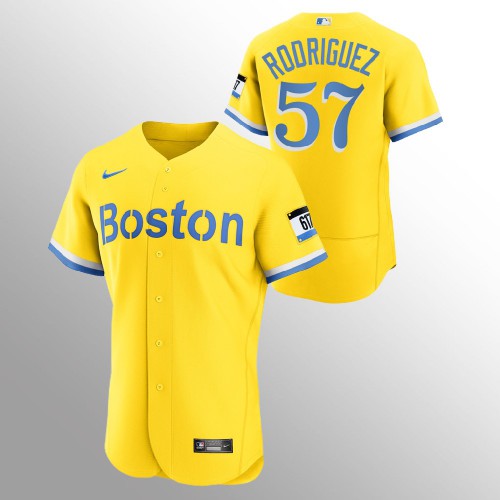 Boston Boston Red Sox #57 Eduardo Rodriguez Men's 2021 City Connect Gold Authentic Jersey Men's