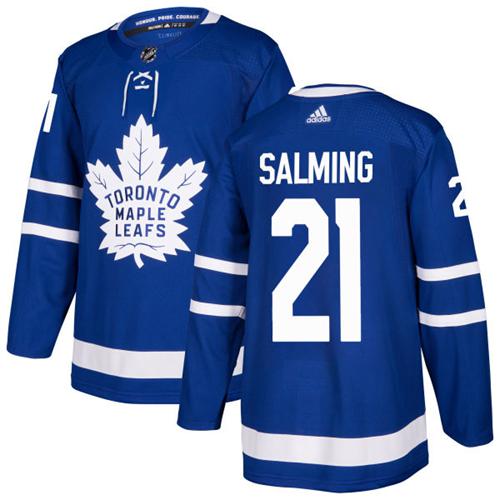 Adidas Maple Toronto Maple Leafs #21 Borje Salming Blue Home Authentic Stitched Jersey Men's