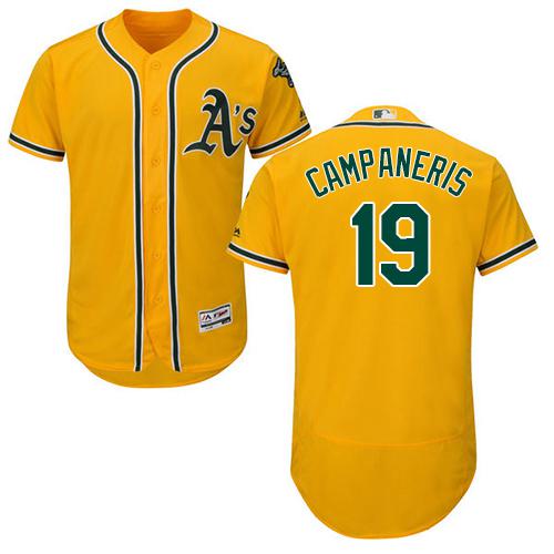 Oakland Athletics #19 Bert Campaneris Gold Flexbase Authentic Collection Stitched Jersey Men's