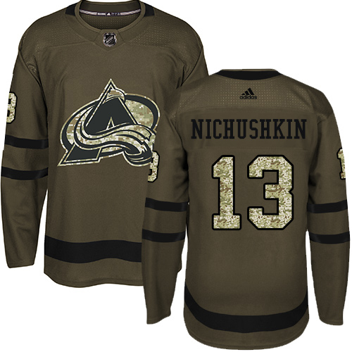 Adidas Colorado Avalanche #13 Valeri Nichushkin Green Youth Salute to Service Stitched Jersey Youth