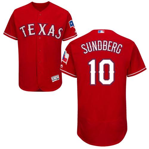 Texas Rangers #10 Jim Sundberg Red Flexbase Authentic Collection Stitched Jersey Men's