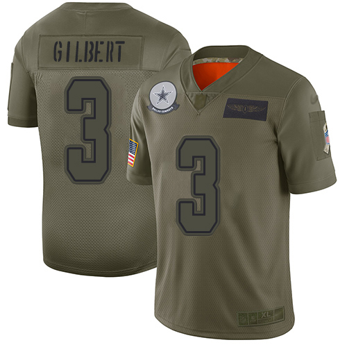 Dallas Cowboys #3 Garrett Gilbert Camo Youth Stitched Limited 2019 Salute To Service Jersey Youth