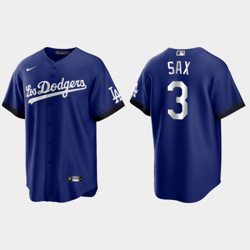 Los Angeles Los Angeles Dodgers #3 Steve Sax Men's 2021 City Connect Game Jersey Royal Men's