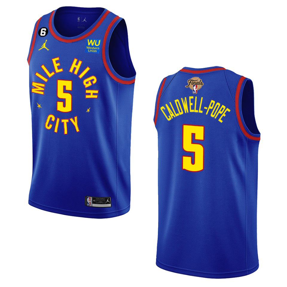 Denver Nuggets #5 Kentavious Caldwell-Pope Navy 2023 Finals Patch Statement Edition Jersey