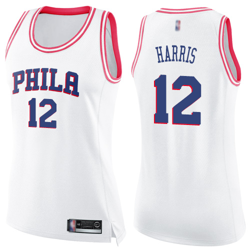 Philadelphia 76ers #12 Tobias Harris White/Pink Womens Swingman Fashion Jersey Womens