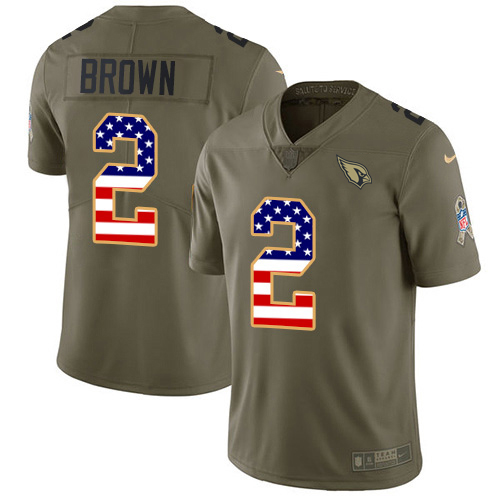 Cardinals #2 Marquise Brown Olive/USA Flag Men's Stitched Limited 2017 Salute To Service Jersey