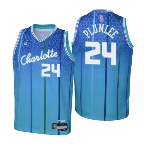 Charlotte Charlotte Hornets #24 Mason Plumlee Youth Blue 2021/22 Swingman Jersey - City Edition Youth