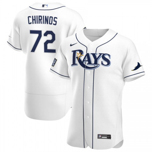 Tampa Bay Tampa Bay Rays #72 Yonny Chirinos Men's White Home 2020 World Series Bound Authentic Player Jersey Men's